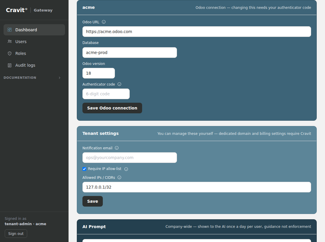 Dashboard settings