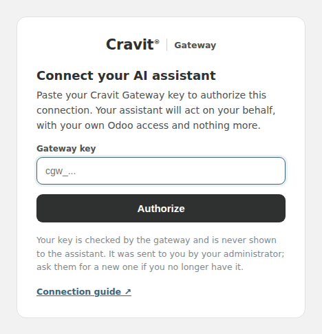 Gateway authorisation page